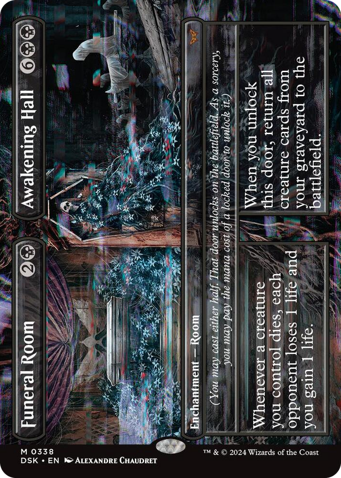 Funeral Room // Awakening Hall (Borderless) #338 M - Duskmourn: House of Horror Pokemon card