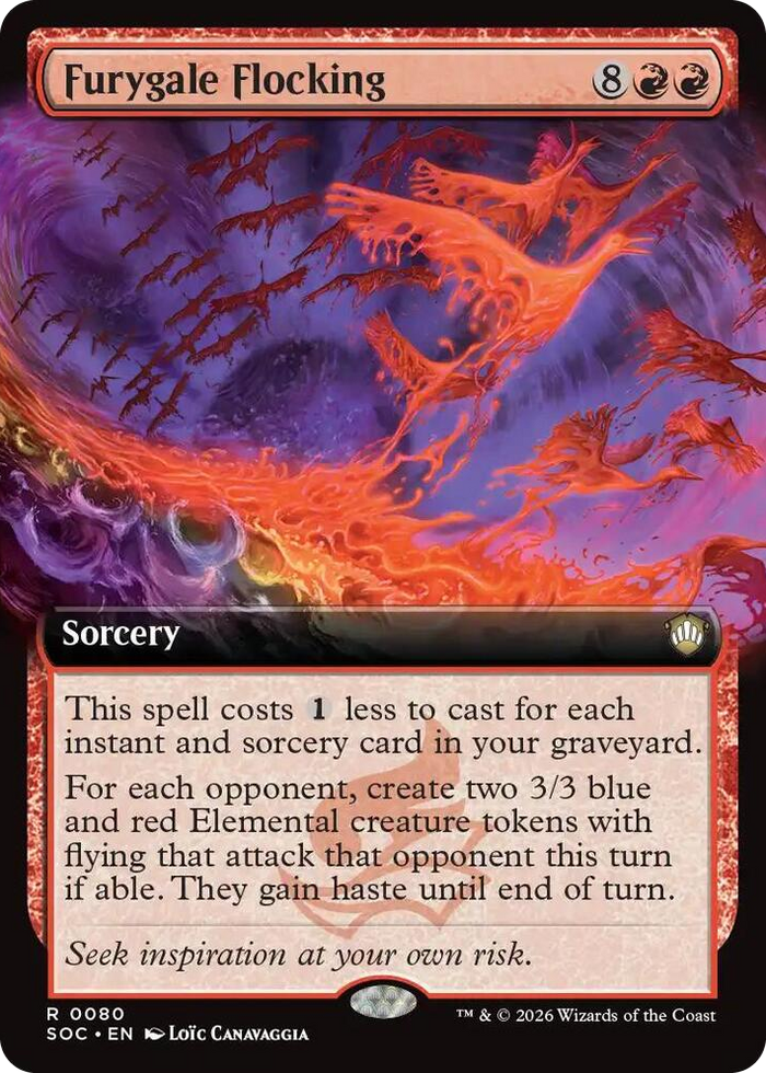 Furygale Flocking (Extended Art) #80 R - Commander: Secrets of Strixhaven Pokemon card