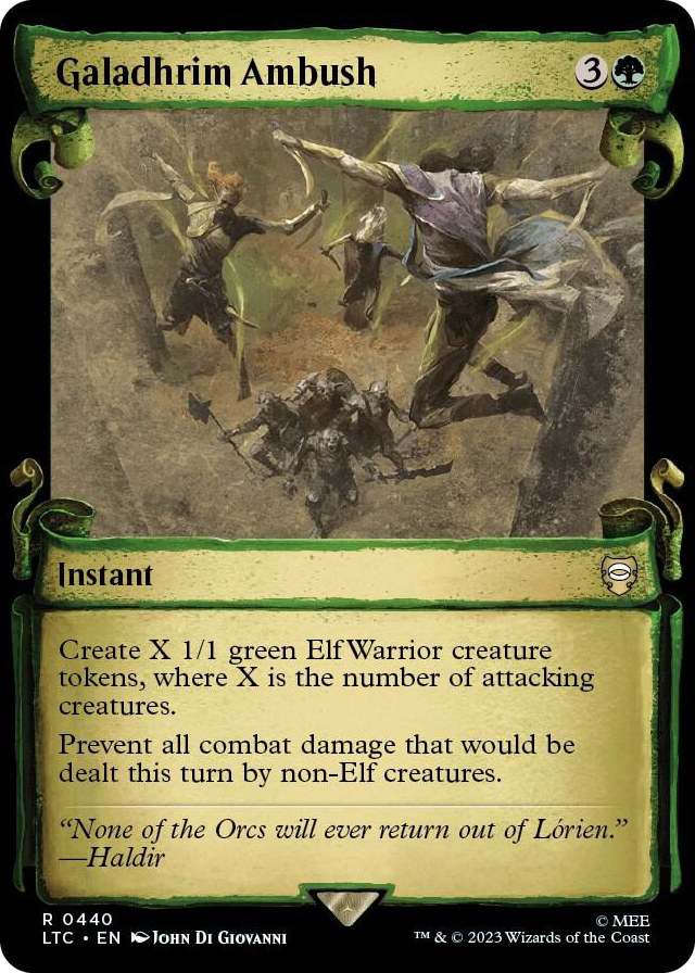 Galadhrim Ambush (Showcase Scrolls) #440 R - Commander: The Lord of the Rings: Tales of Middle-earth Pokemon card