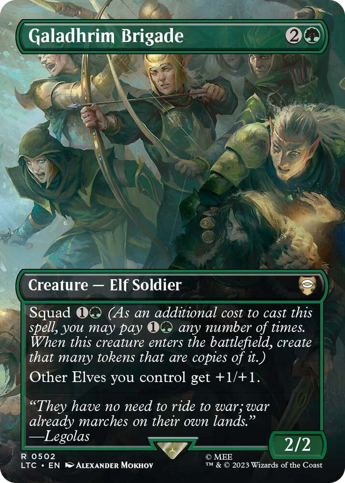 Galadhrim Brigade (Borderless) #502 R - Commander: The Lord of the Rings: Tales of Middle-earth Pokemon card