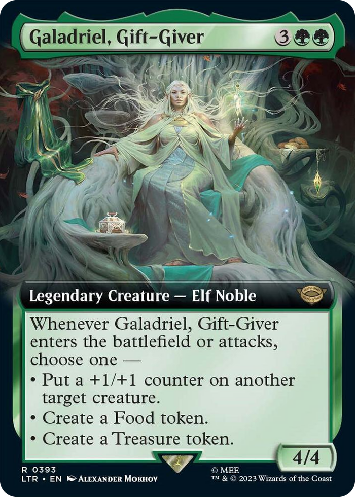 Galadriel, Gift-Giver (Extended Art) #393 R - Universes Beyond: The Lord of the Rings: Tales of Middle-earth Pokemon card