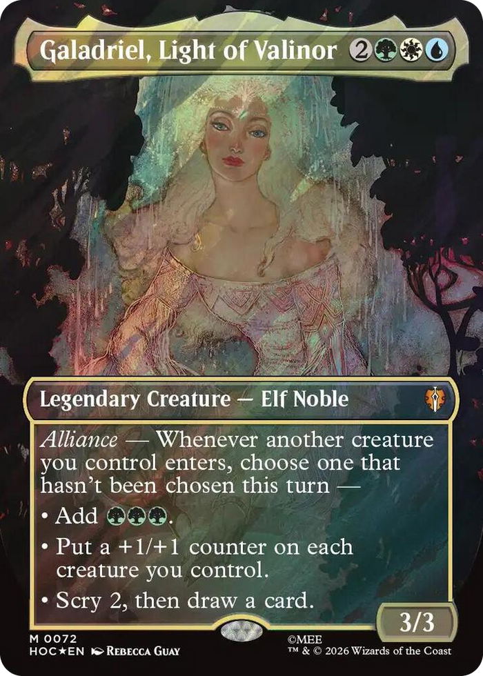 Galadriel, Light of Valinor (Borderless) (Surge Foil) #72 M - The Hobbit: Eternal-Legal Pokemon card