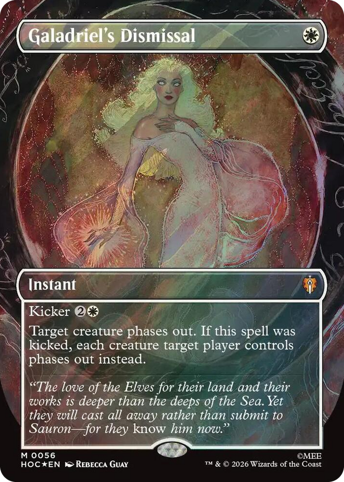 Galadriel's Dismissal (Borderless) (Surge Foil) #56 R - The Hobbit: Eternal-Legal Pokemon card