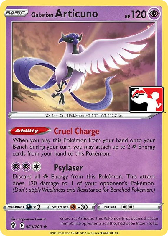 0063 Galarian Articuno Rare Prize Pack Series Cards