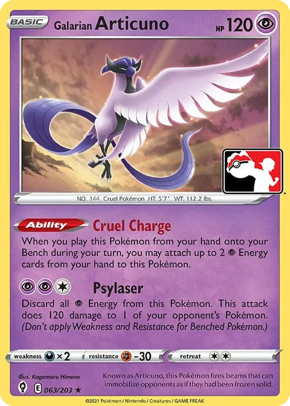 0063 Galarian Articuno Rare Prize Pack Series Cards