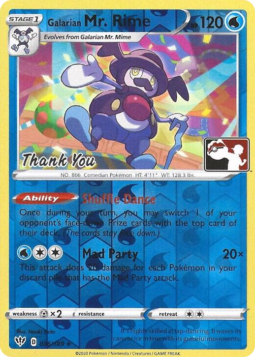 0036 Galarian Mr. Rime - 036/189 (Pokemon League) [Thank You] Promo Miscellaneous Cards & Products