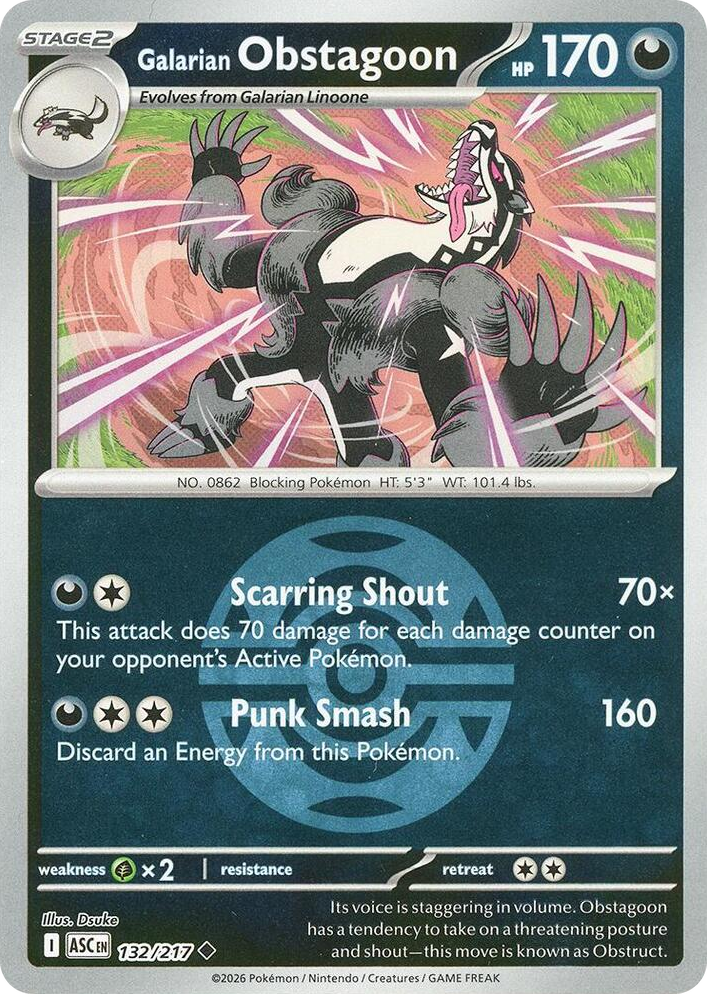 0132 Galarian Obstagoon - 132/217 (Dusk Ball) Uncommon Ascended Heroes