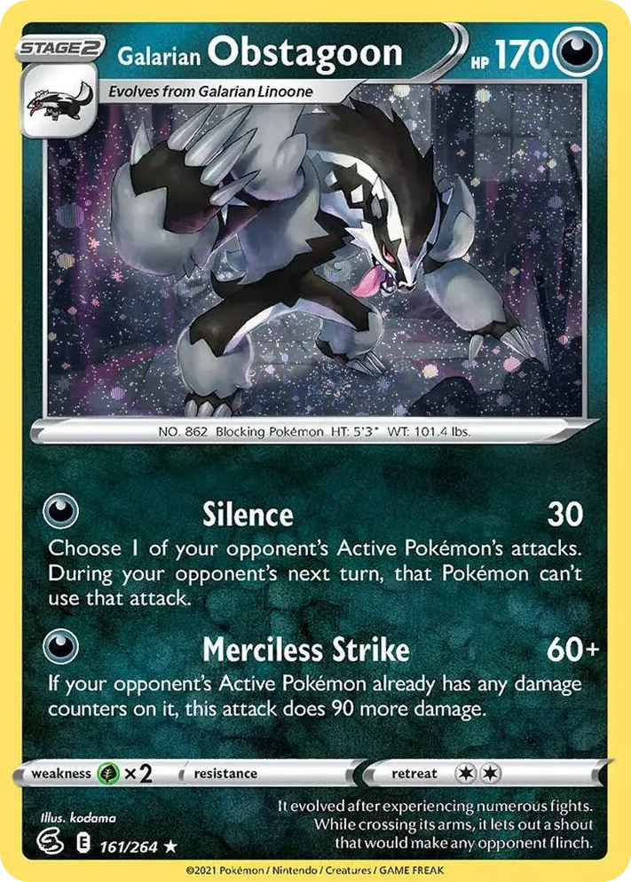 0161 Galarian Obstagoon (Cosmos Holo) Holo Rare Miscellaneous Cards & Products