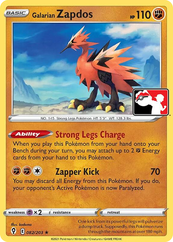 0082 Galarian Zapdos Rare Prize Pack Series Cards
