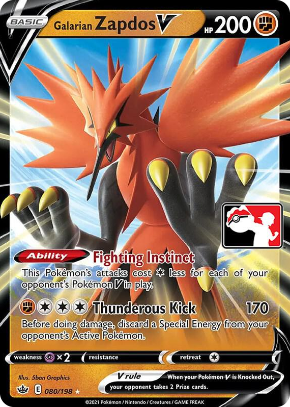 0080 Galarian Zapdos V Ultra Rare Prize Pack Series Cards