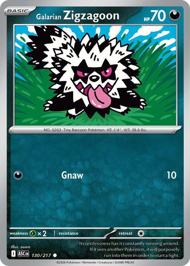 0130 Galarian Zigzagoon Common Ascended Heroes