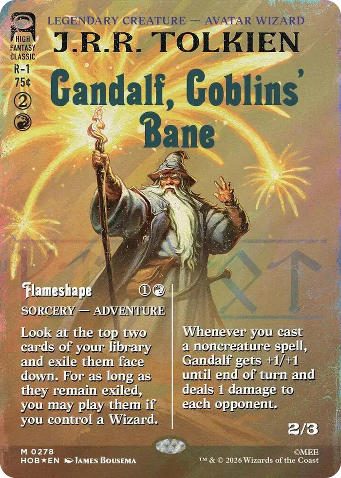 Gandalf, Goblins' Bane (Borderless) (Surge Foil) #278 M - The Hobbit Pokemon card