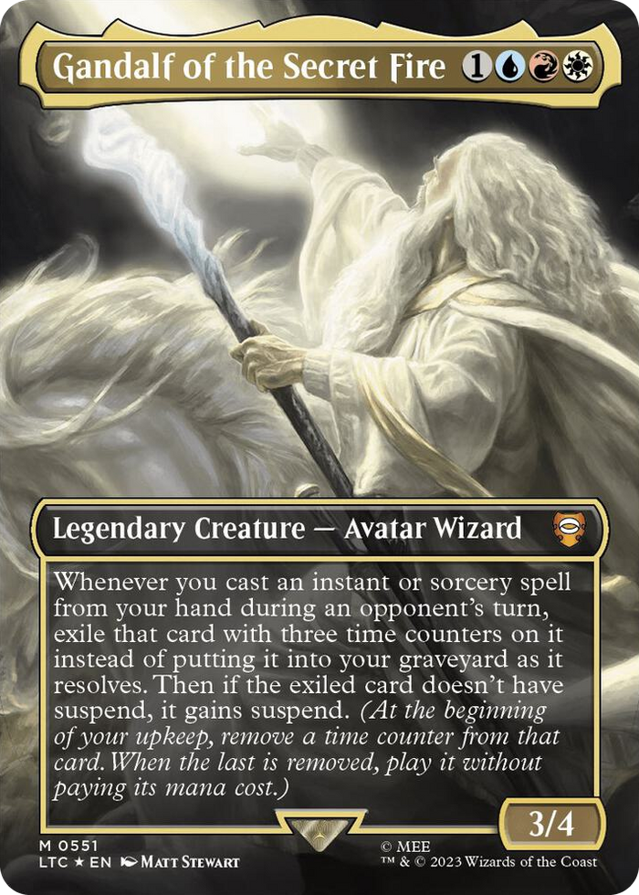 Gandalf of the Secret Fire (Borderless) (Surge Foil) #551 M - Commander: The Lord of the Rings: Tales of Middle-earth Pokemon card