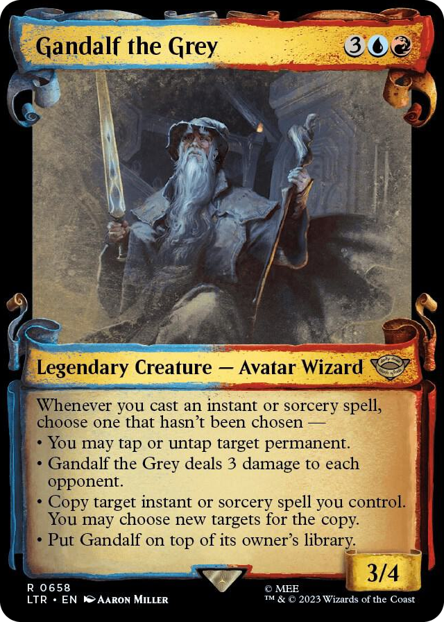 Gandalf the Grey (Showcase Scrolls) #658 R - Universes Beyond: The Lord of the Rings: Tales of Middle-earth Pokemon card