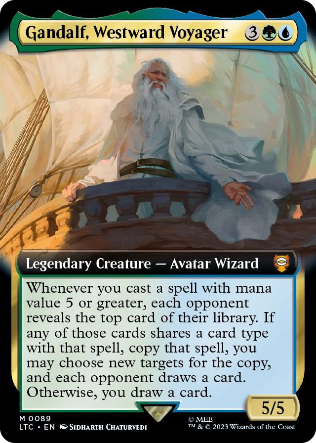 Gandalf, Westward Voyager (Extended Art) #89 M - Commander: The Lord of the Rings: Tales of Middle-earth Pokemon card
