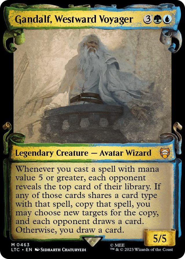 Gandalf, Westward Voyager (Showcase Scrolls) #463 M - Commander: The Lord of the Rings: Tales of Middle-earth Pokemon card