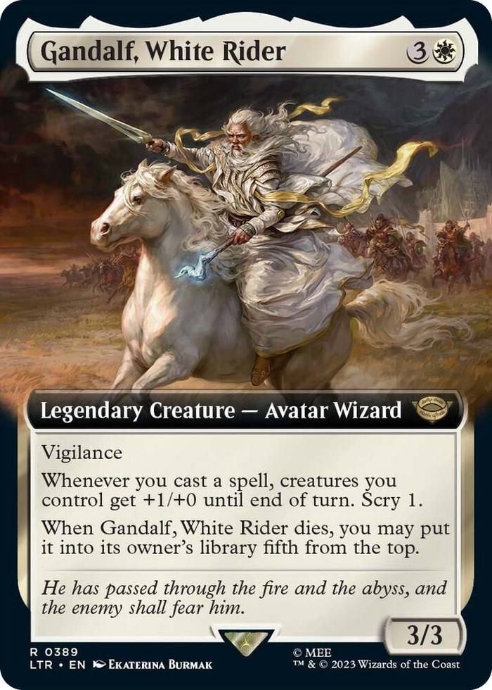 Gandalf, White Rider (Extended Art) #389 R - Universes Beyond: The Lord of the Rings: Tales of Middle-earth Pokemon card