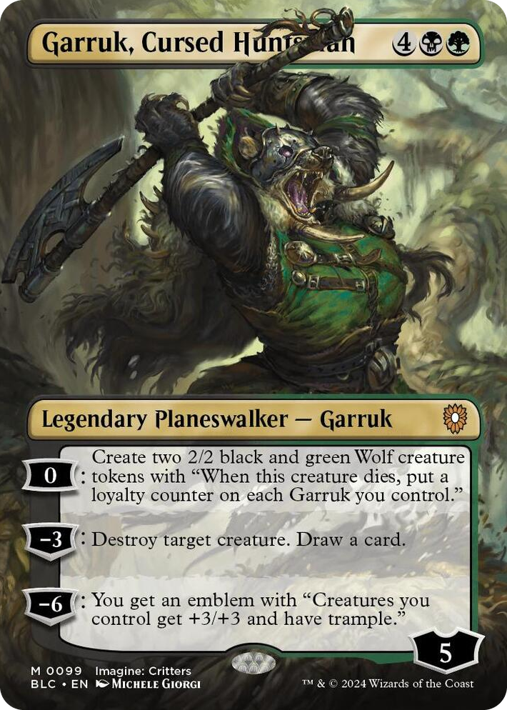 0099 Garruk, Cursed Huntsman (Borderless) M Commander: Bloomburrow