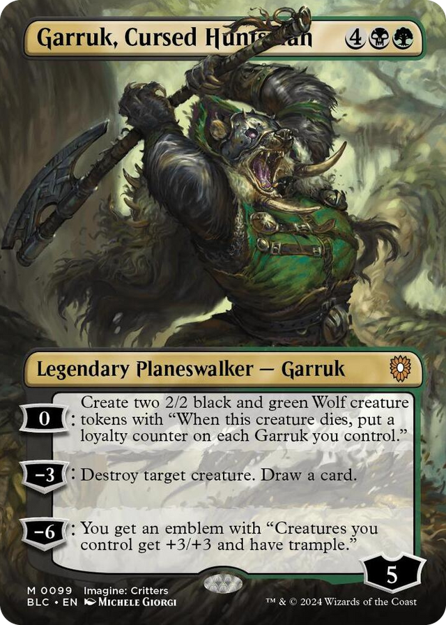 0099 Garruk, Cursed Huntsman (Borderless) M Commander: Bloomburrow