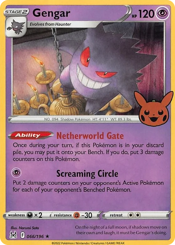 0066 Gengar (2022 Copyright Date) Holo Rare Trick or Trade BOOster Bundle 2023