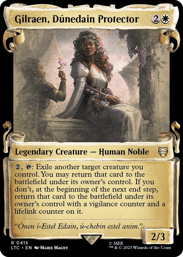 Gilraen, Dunedain Protector (Showcase Scrolls) #415 R - Commander: The Lord of the Rings: Tales of Middle-earth Pokemon card