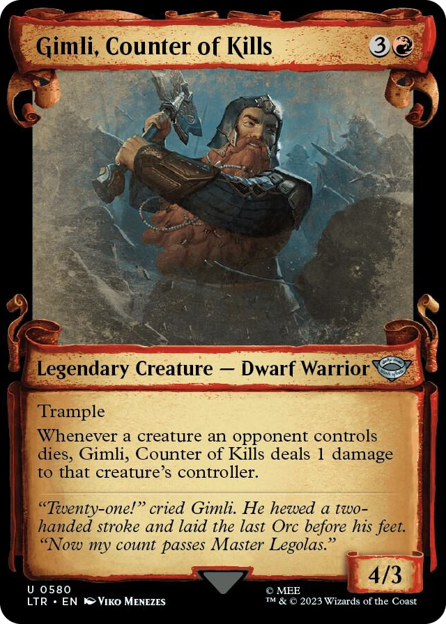 Gimli, Counter of Kills (Showcase Scrolls) #580 U - Universes Beyond: The Lord of the Rings: Tales of Middle-earth Pokemon card