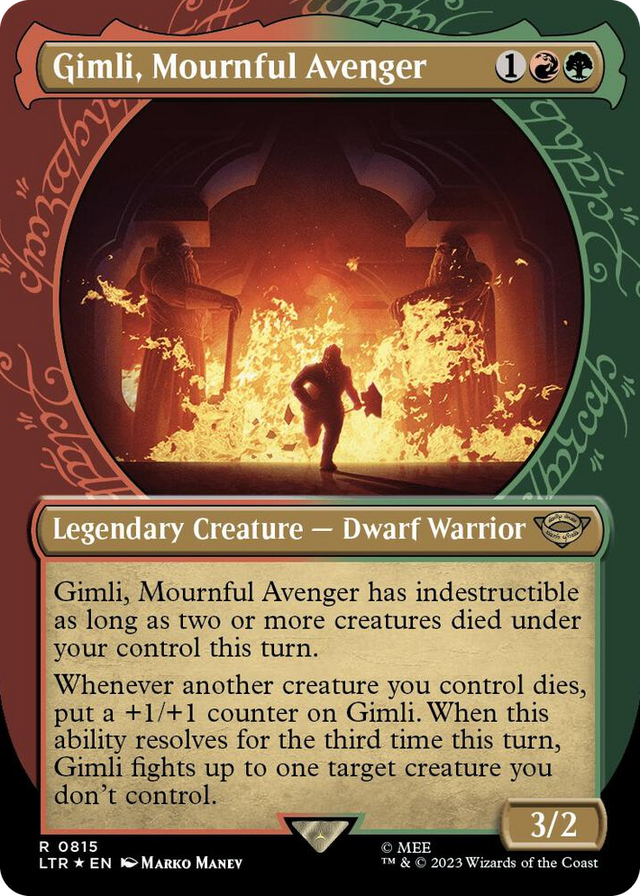 0815 Gimli, Mournful Avenger (Showcase) (Surge Foil) R Universes Beyond: The Lord of the Rings: Tales of Middle-earth