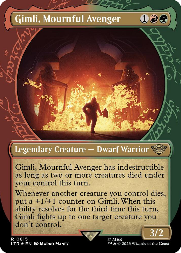 Gimli, Mournful Avenger (Showcase) (Surge Foil) #815 R - Universes Beyond: The Lord of the Rings: Tales of Middle-earth Pokemon card
