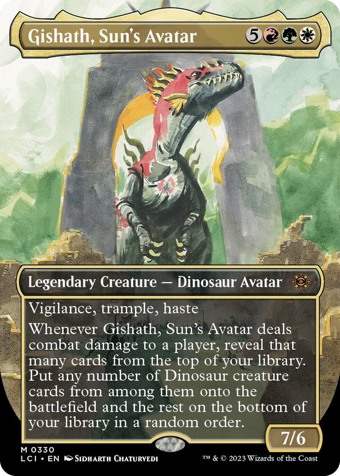 Gishath, Sun's Avatar (Borderless) #330 M - The Lost Caverns of Ixalan Pokemon card