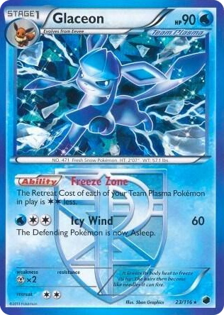 0023 Glaceon - 23/116 (BW Plasma Freeze) Holo Rare Deck Exclusives