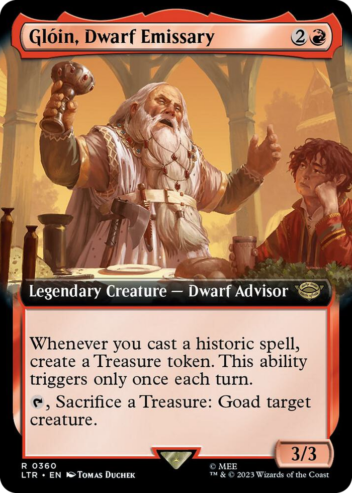 Gloin, Dwarf Emissary (Extended Art) #360 R - Universes Beyond: The Lord of the Rings: Tales of Middle-earth Pokemon card