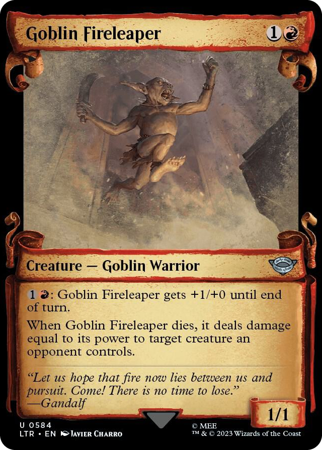Goblin Fireleaper (Showcase Scrolls) #584 U - Universes Beyond: The Lord of the Rings: Tales of Middle-earth Pokemon card