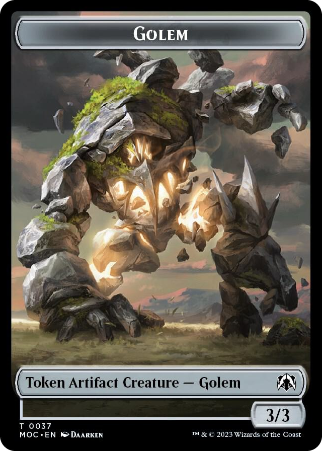 0037 Golem // Blood Double-sided Token T Commander: March of the Machine