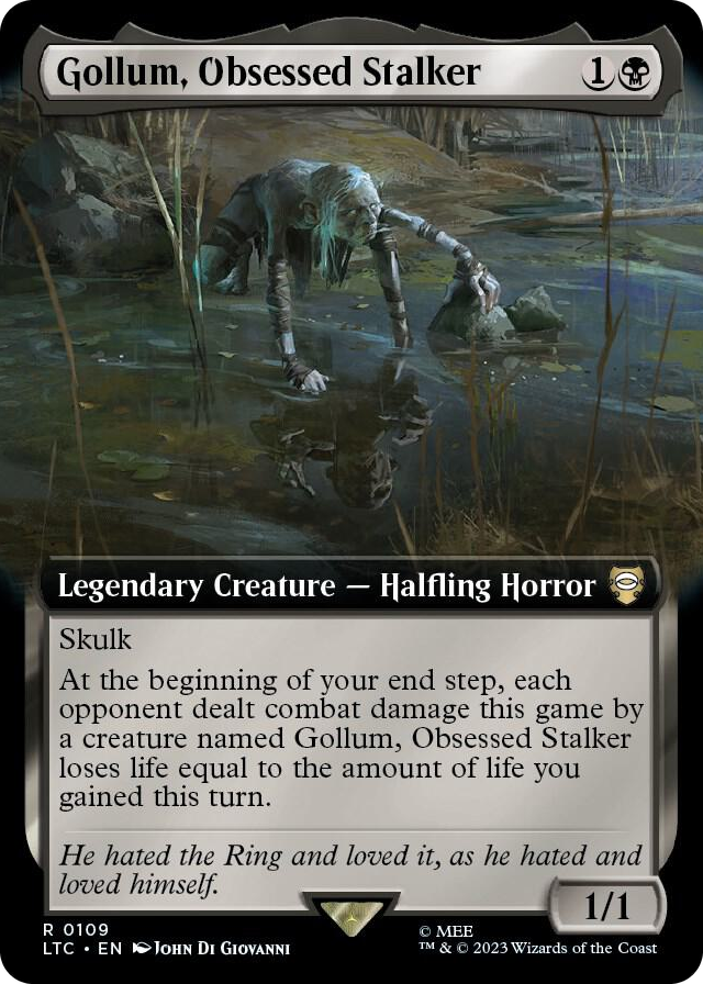 Gollum, Obsessed Stalker (Extended Art) #109 R - Commander: The Lord of the Rings: Tales of Middle-earth Pokemon card