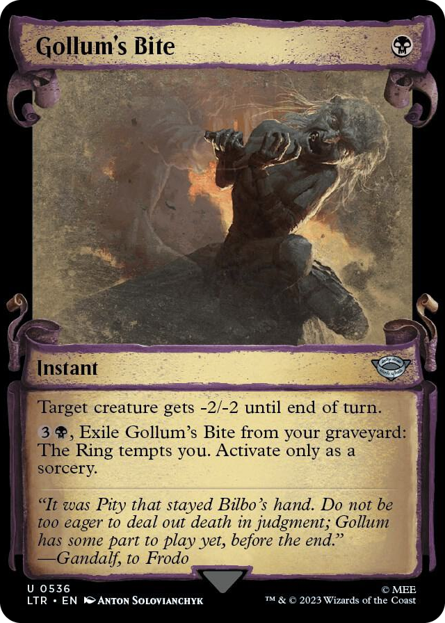 Gollum's Bite (Showcase Scrolls) #536 U - Universes Beyond: The Lord of the Rings: Tales of Middle-earth Pokemon card
