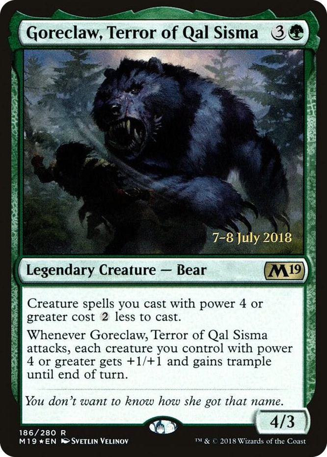 0186 Goreclaw, Terror of Qal Sisma R Prerelease Cards