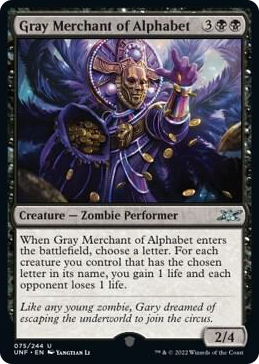 0075 Gray Merchant of Alphabet U Unfinity