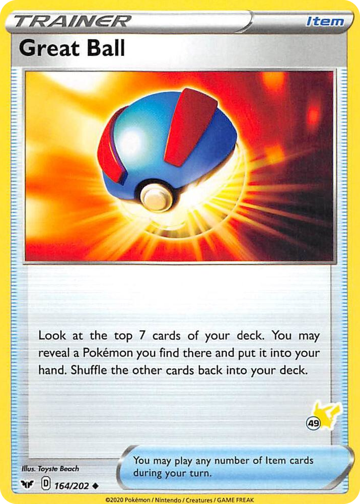 0164 Great Ball - 164/202 (#49 Pikachu Stamped) Promo Battle Academy 2022