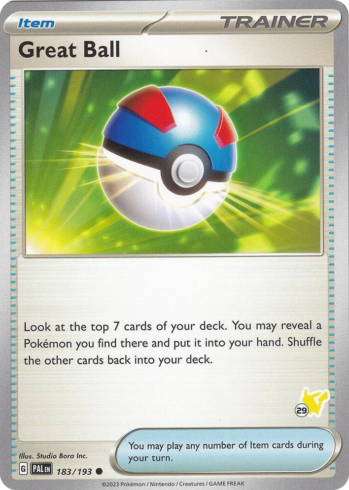 0183 Great Ball - Pikachu 29 Common Battle Academy 2024