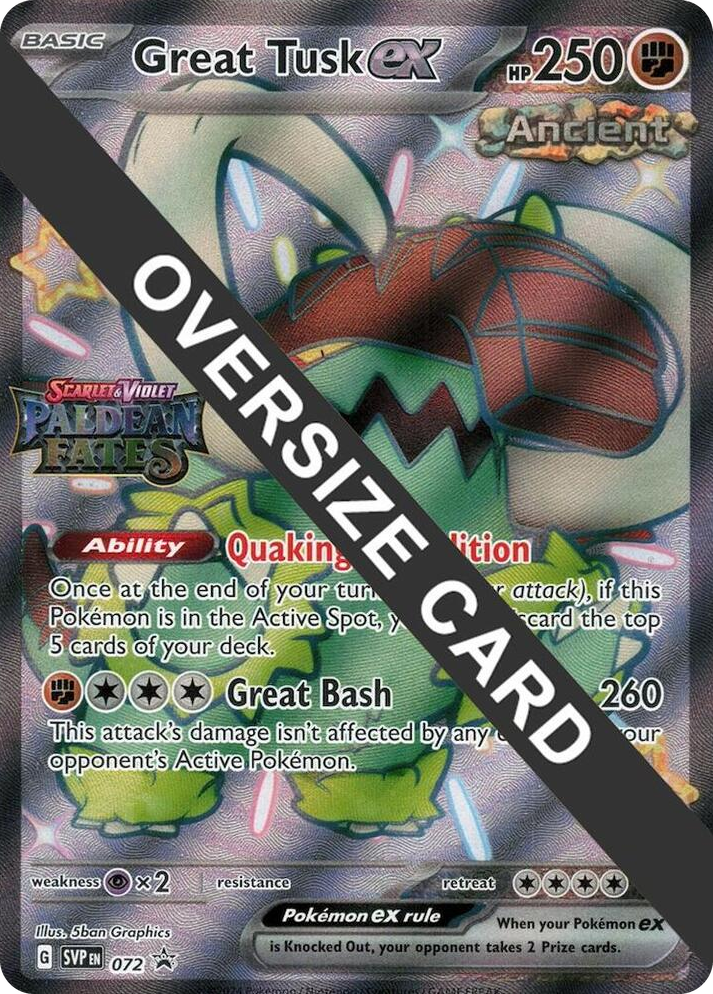 0072 Great Tusk ex - 072 (Paldean Fates Stamped) Promo Jumbo Cards