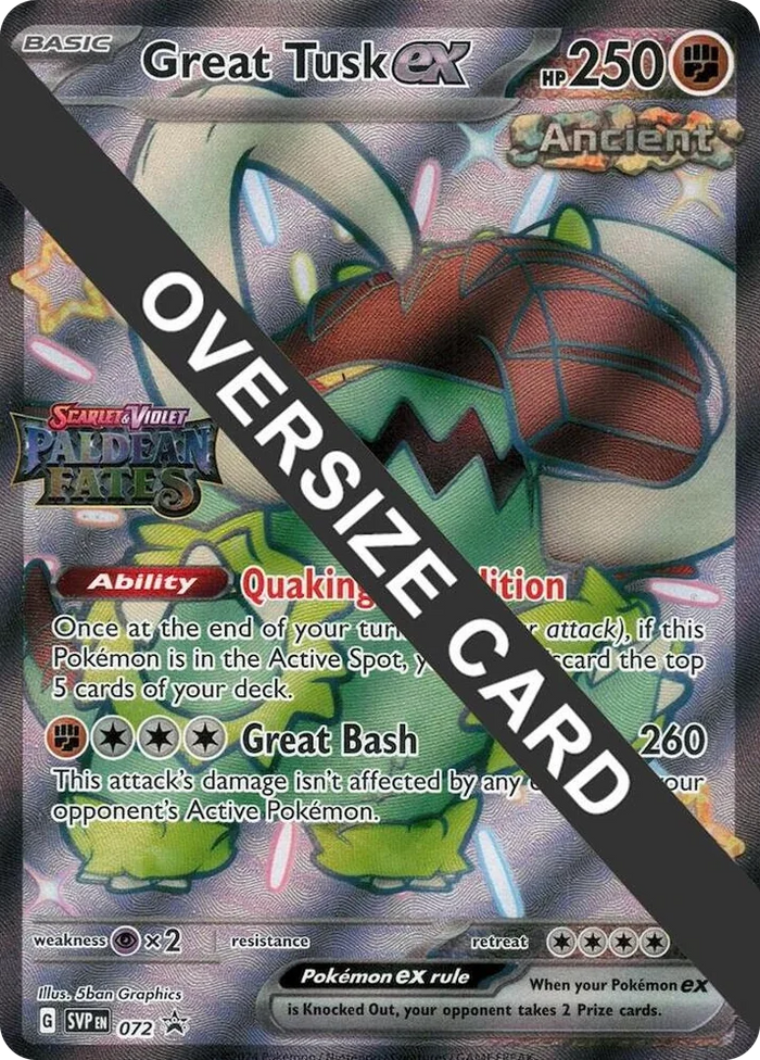 0072 Great Tusk ex - 072 (Paldean Fates Stamped) Promo Jumbo Cards