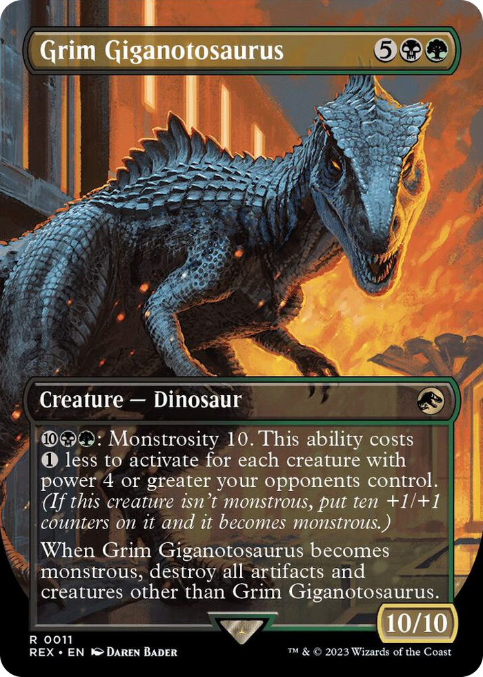 Grim Giganotosaurus (Borderless) #11 R - Universes Beyond: Jurassic World Collection Pokemon card