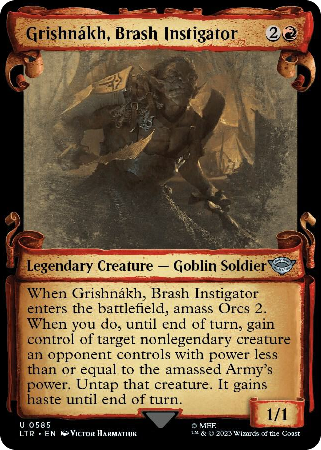 Grishnakh, Brash Instigator (Showcase Scrolls) #585 U - Universes Beyond: The Lord of the Rings: Tales of Middle-earth Pokemon card