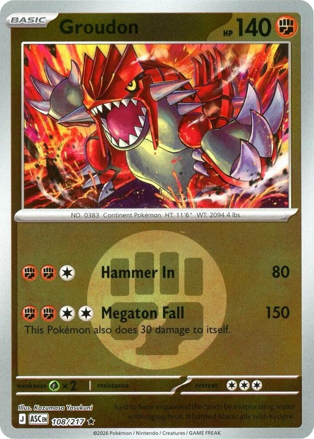 0108 Groudon (Energy Symbol Pattern) Rare Ascended Heroes