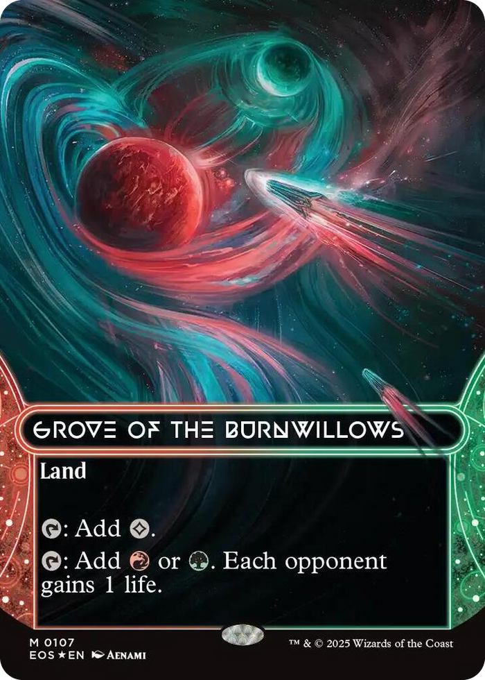 Grove of the Burnwillows (0107) (Borderless) (Galaxy Foil) #107 M - Edge of Eternities: Stellar Sights Pokemon card