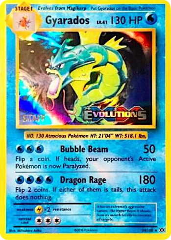 0034 Gyarados - 34/108 (Prerelease) [Staff] Promo XY Promos
