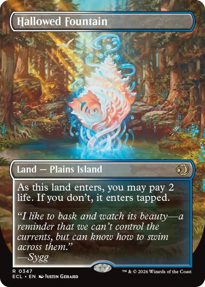 Hallowed Fountain (Borderless) #347 R - Lorwyn Eclipsed Pokemon card