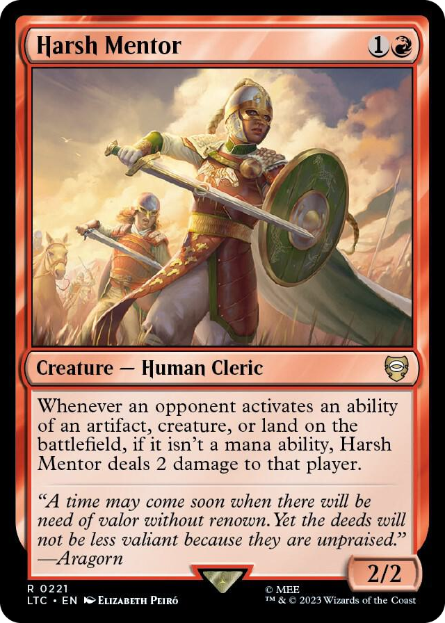 Harsh Mentor #221 R - Commander: The Lord of the Rings: Tales of Middle-earth Pokemon card