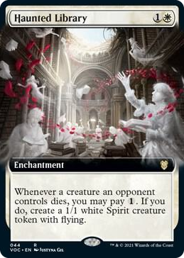 0044 Haunted Library (Extended Art) R Commander: Innistrad: Crimson Vow