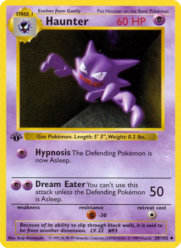 Haunter #29 Uncommon - Base Set (Shadowless) Pokemon card